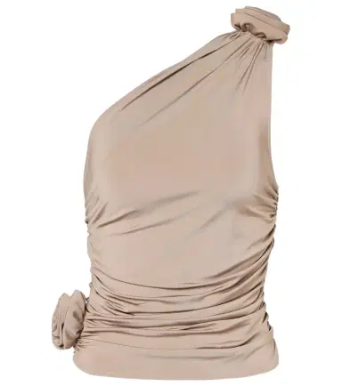 Magda Butrym Floral-appliqué one-shoulder ruched top | Thumbnail 1