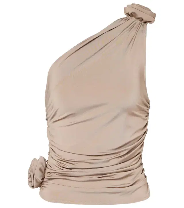 Magda Butrym Floral-appliqué one-shoulder ruched top