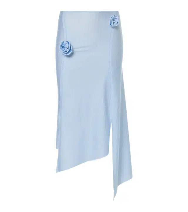 Coperni Floral-appliqué asymmetric midi skirt