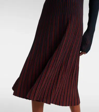 Tod's Striped pleated ribbed-knit midi dress | Thumbnail 3