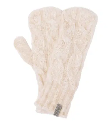 Brunello Cucinelli Embellished cable-knit wool gloves | Thumbnail 1