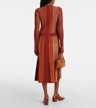 Tod's Striped plissé midi dress | Thumbnail 4