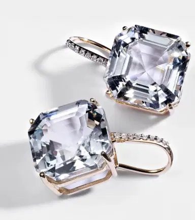 Mateo 14kt gold earrings with quartz and diamonds | Thumbnail 3