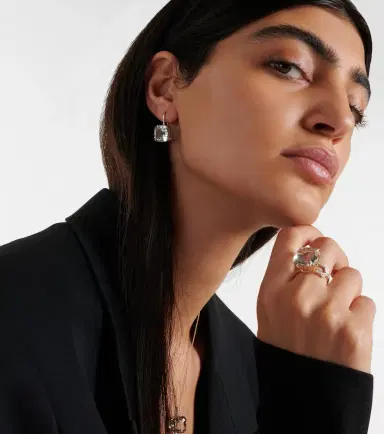 Mateo 14kt gold earrings with quartz and diamonds | Thumbnail 5