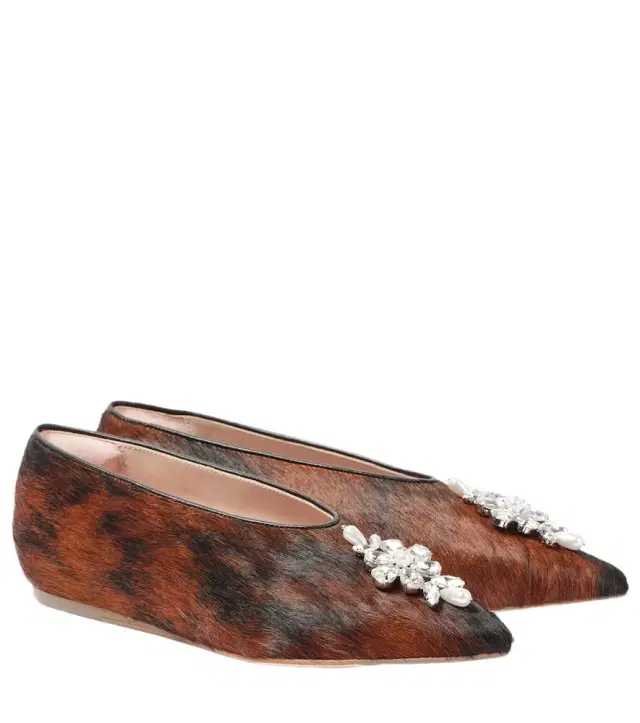Simone Rocha Embellished calf hair ballet flats