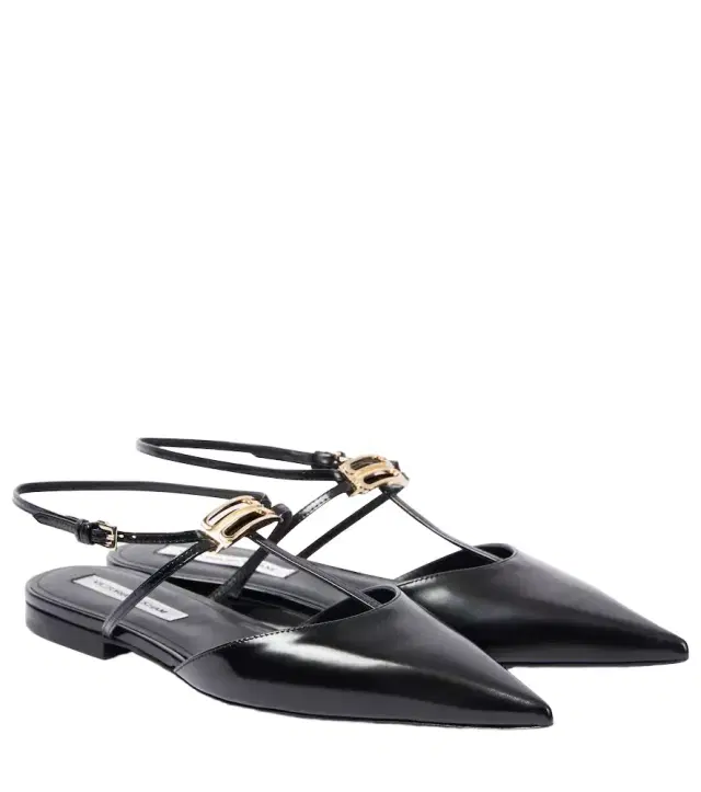 Victoria Beckham B Buckle leather slingback flats