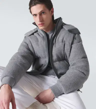 Zegna Ribbed-knit cashmere-blend down jacket | Thumbnail 2 Zegna Ribbed-knit cashmere-blend down jacket | Thumbnail 2