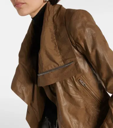 Rick Owens Asymmetric leather biker jacket | Thumbnail 4 Rick Owens Asymmetric leather biker jacket | Thumbnail 4