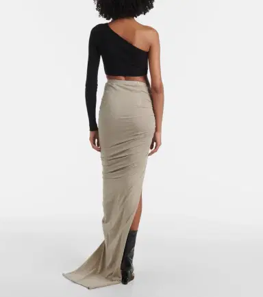 Rick Owens Ruched cotton jersey maxi skirt | Thumbnail 3