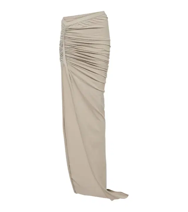 Rick Owens Ruched cotton jersey maxi skirt