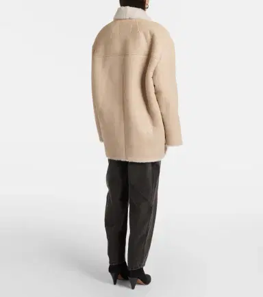 Isabel Marant Elanore shearling-trimmed leather coat | Thumbnail 5