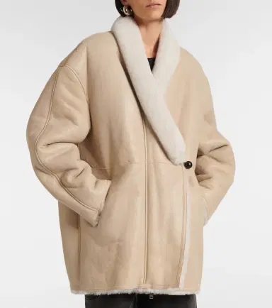 Isabel Marant Elanore shearling-trimmed leather coat | Thumbnail 6