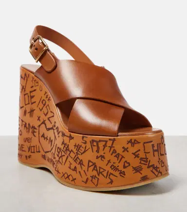 Chloé Chloé Maxime leather wedge sandals | Thumbnail 2