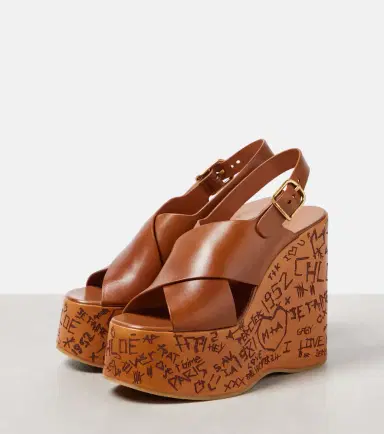 Chloé Chloé Maxime leather wedge sandals | Thumbnail 4