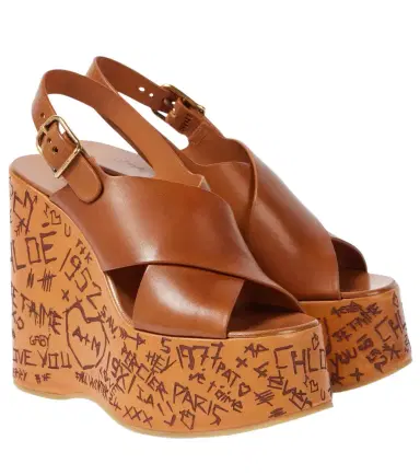 Chloé Chloé Maxime leather wedge sandals | Thumbnail 1
