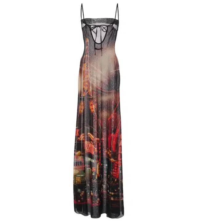 Jean Paul Gaultier Printed mesh slip dress