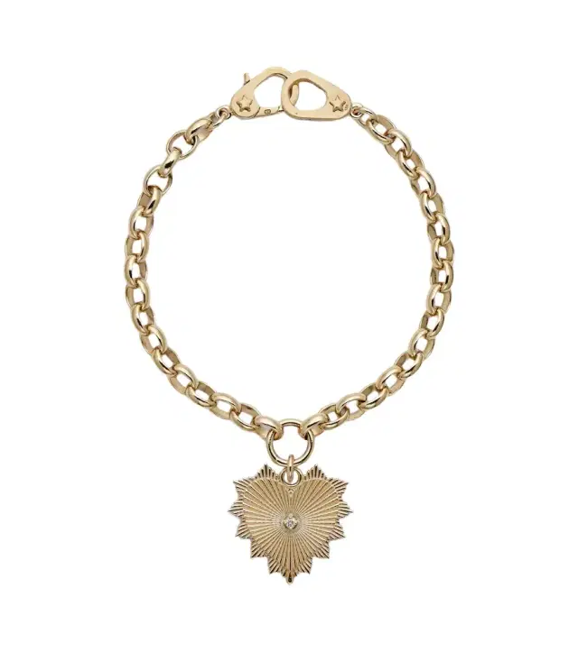 FoundRae Radiating Heart Medium 18kt gold chain bracelet with diamond