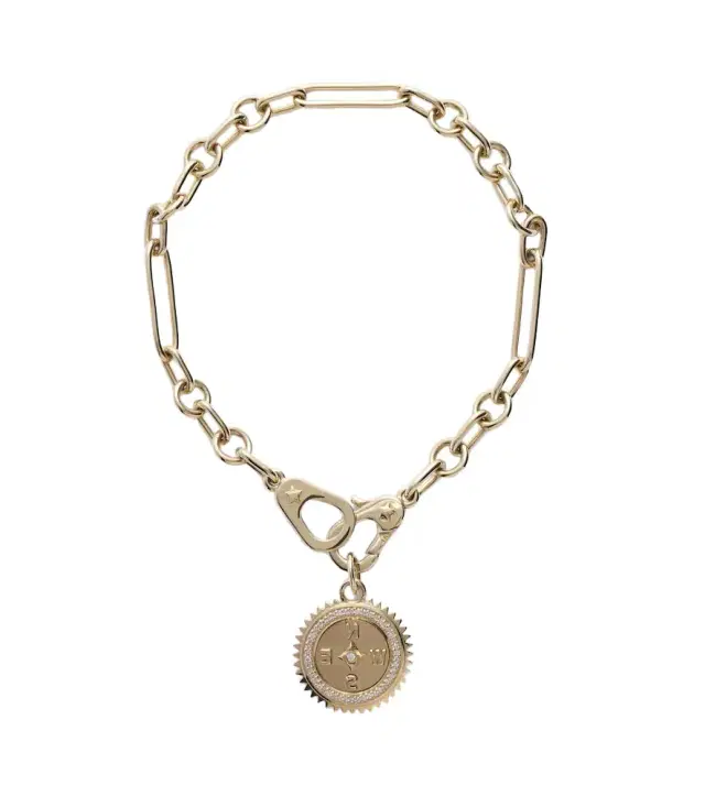 FoundRae Internal Compass 18kt gold bracelet with diamonds