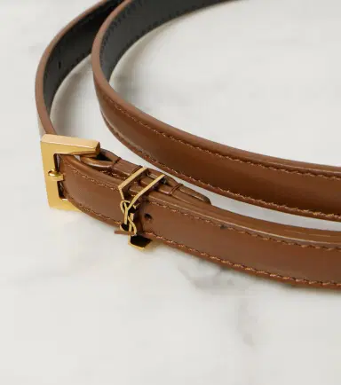 Saint Laurent Cassandre extra-slim leather belt | Thumbnail 2
