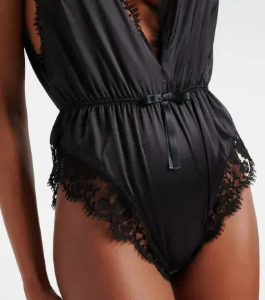 Dolce & Gabbana ace-trimmed silk-blend satin bodysuit | Thumbnail 2