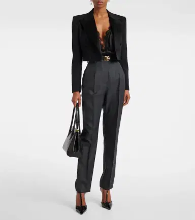 Dolce & Gabbana ace-trimmed silk-blend satin bodysuit | Thumbnail 4