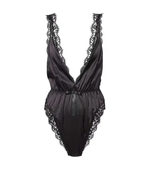 Dolce & Gabbana ace-trimmed silk-blend satin bodysuit