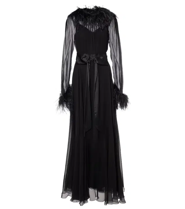 Dolce & Gabbana Feather-trimmed silk chiffon gown