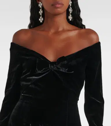Alessandra Rich Bow-detail off-shoulder velvet gown | Thumbnail 2