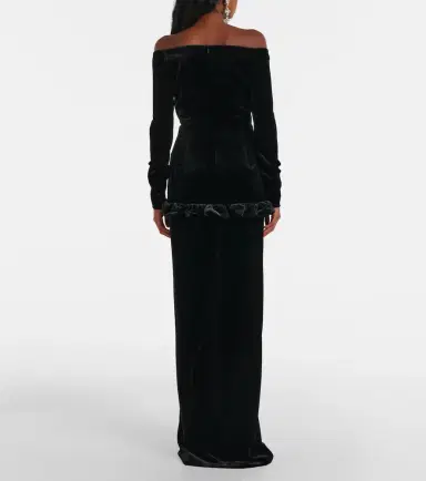 Alessandra Rich Bow-detail off-shoulder velvet gown | Thumbnail 3