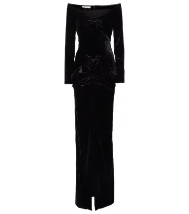Alessandra Rich Bow-detail off-shoulder velvet gown | Thumbnail 1
