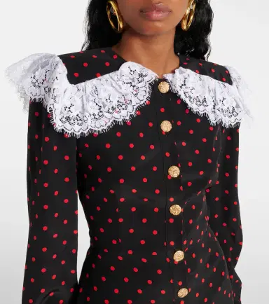 Alessandra Rich Polka-dot lace-trimmed silk minidress | Thumbnail 3