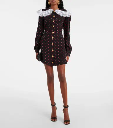 Alessandra Rich Polka-dot lace-trimmed silk minidress | Thumbnail 4