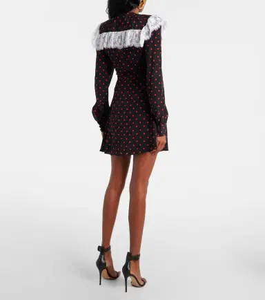 Alessandra Rich Polka-dot lace-trimmed silk minidress | Thumbnail 5