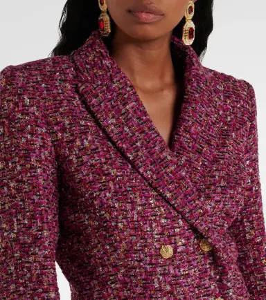 Alessandra Rich Sequined cropped tweed blazer | Thumbnail 3