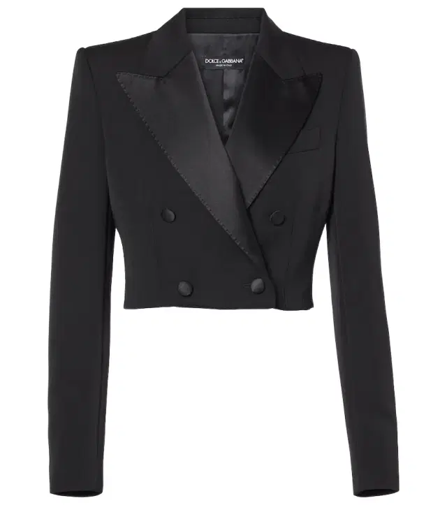 Dolce & Gabbana Cropped cotton-blend tuxedo jacket