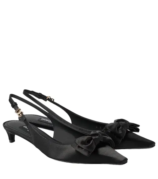 Dolce & Gabbana Bow-detail satin slingback pumps