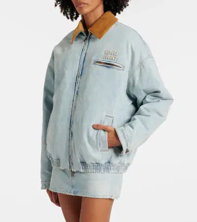 Miu Miu Logo denim puffer jacket | Thumbnail 3 Miu Miu Logo denim puffer jacket | Thumbnail 3