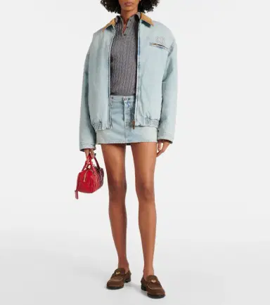 Miu Miu Logo denim puffer jacket | Thumbnail 4 Miu Miu Logo denim puffer jacket | Thumbnail 4