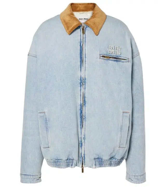 Logo denim puffer jacket