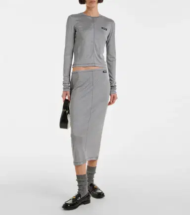 Miu Miu Silk midi skirt | Thumbnail 5