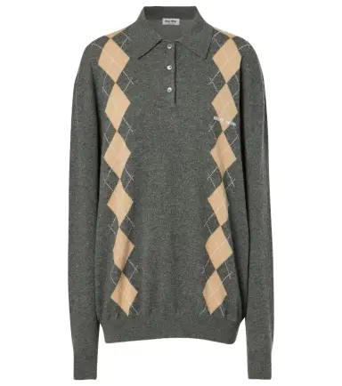 Miu Miu Argyle cashmere sweater | Thumbnail 1 Miu Miu Argyle cashmere sweater | Thumbnail 1