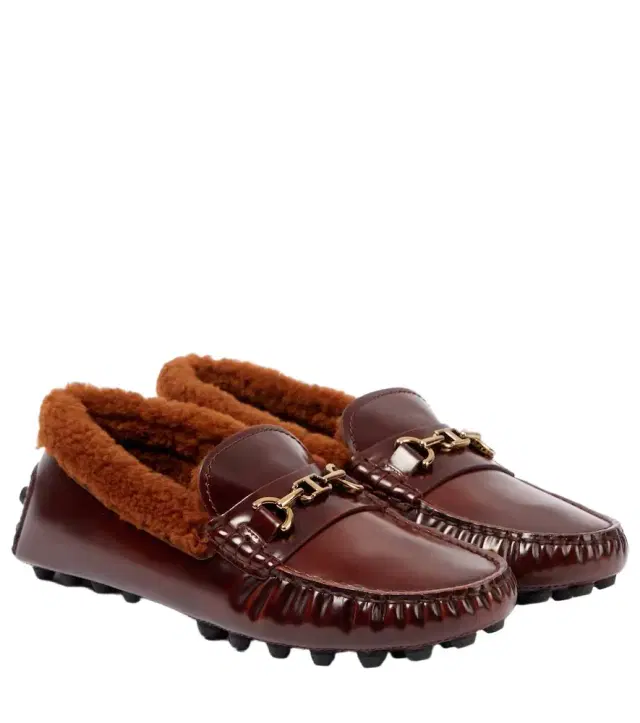 Tod's Shearling-trimmed leather loafers