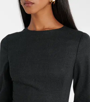 Oscar de la Renta Peony asymmetric wool midi dress | Thumbnail 3