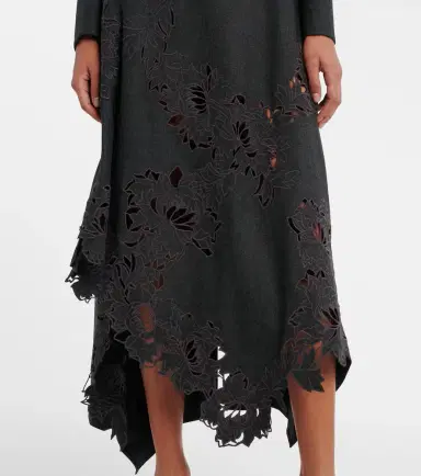 Oscar de la Renta Peony asymmetric wool midi dress | Thumbnail 4