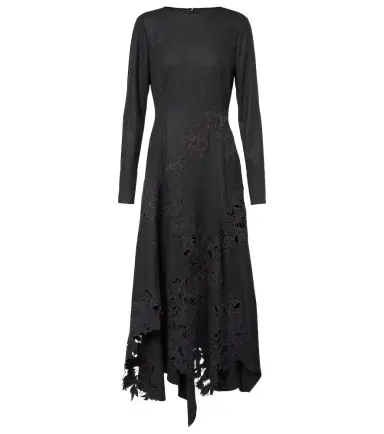 Oscar de la Renta Peony asymmetric wool midi dress | Thumbnail 1