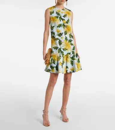 Oscar de la Renta Chrysanthemum cotton-blend minidress | Thumbnail 2