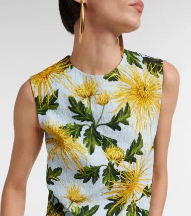 Oscar de la Renta Chrysanthemum cotton-blend minidress | Thumbnail 4