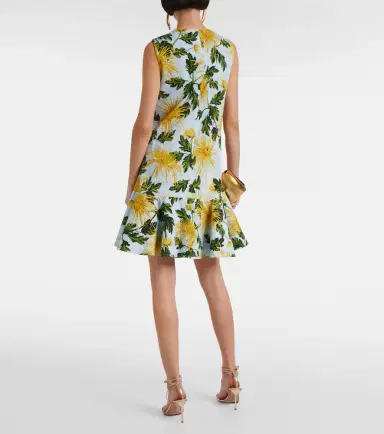 Oscar de la Renta Chrysanthemum cotton-blend minidress | Thumbnail 5
