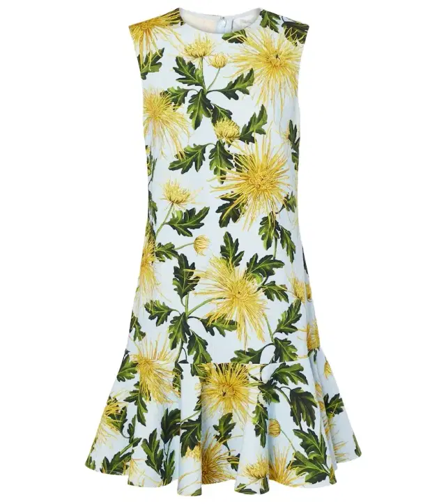 Oscar de la Renta Chrysanthemum cotton-blend minidress