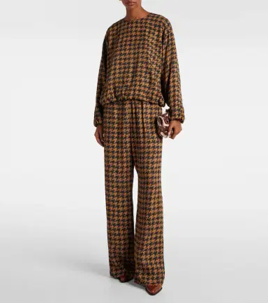 Dries Van Noten Houndstooth satin blouse | Thumbnail 2